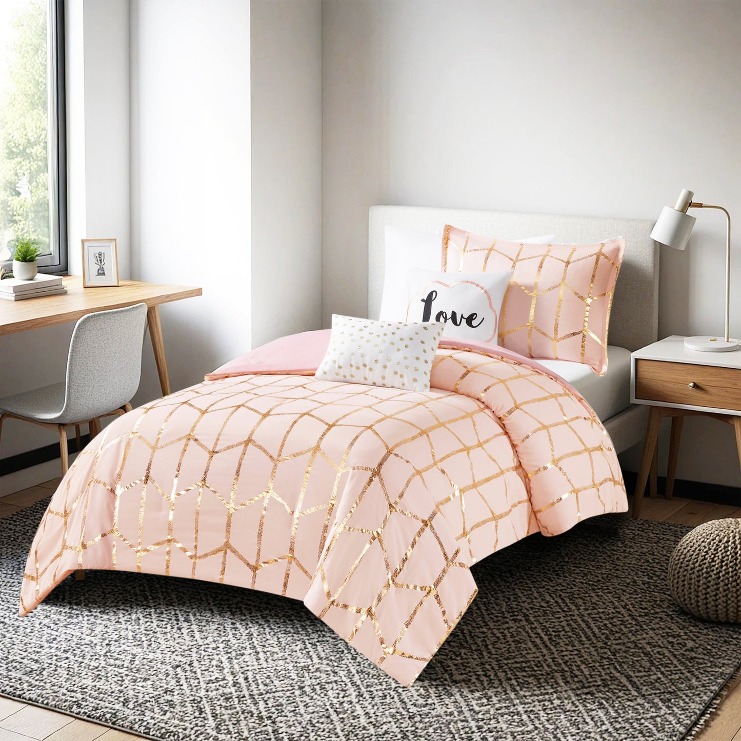 Raina 100% Polyester Brushed Microfiber Printed 5pcs Comforter Set