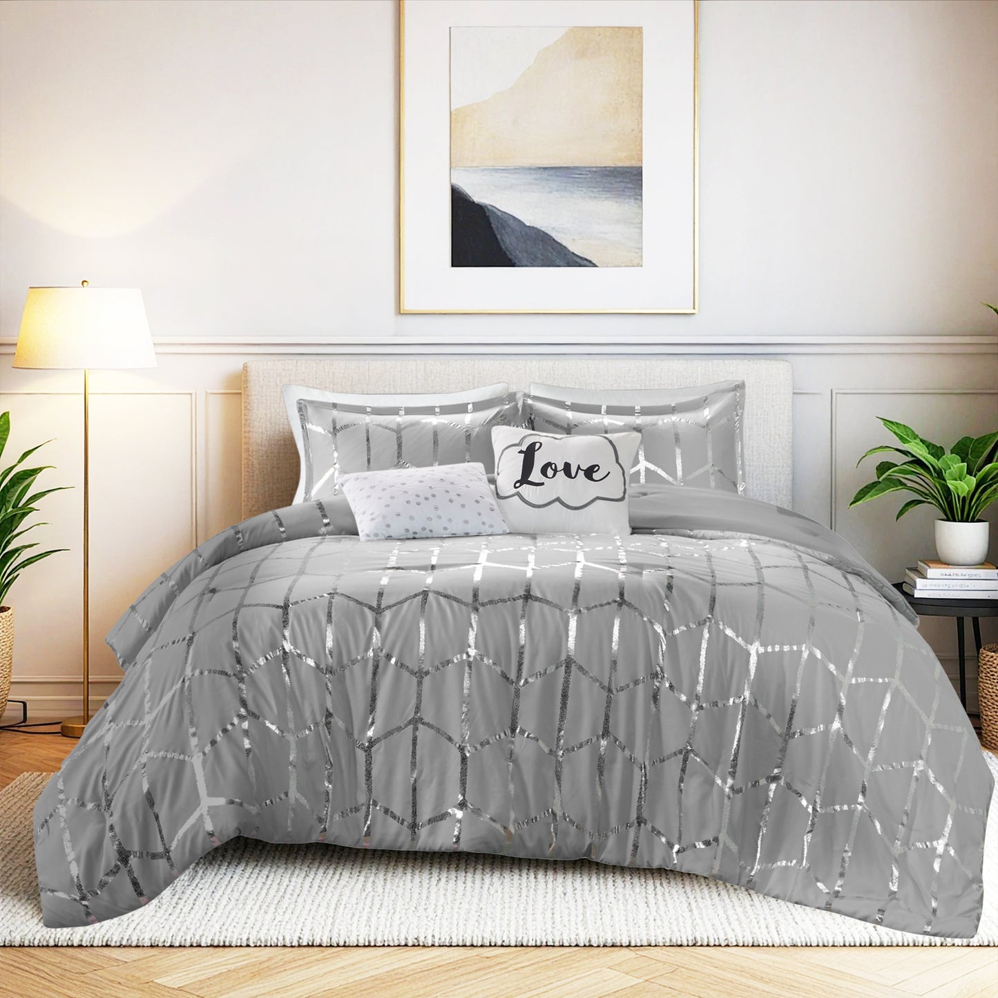 Raina 100% Polyester Brushed Microfiber Printed 5pcs Comforter Set