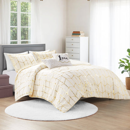 Raina 100% Polyester Brushed Microfiber Printed 5pcs Comforter Set