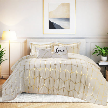 Raina 100% Polyester Brushed Microfiber Printed 5pcs Comforter Set